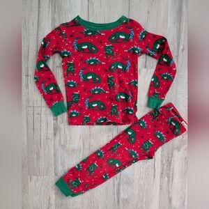 Hatley Red and Green Dinosaur Christmas Pajama Set, 3T (Z6)